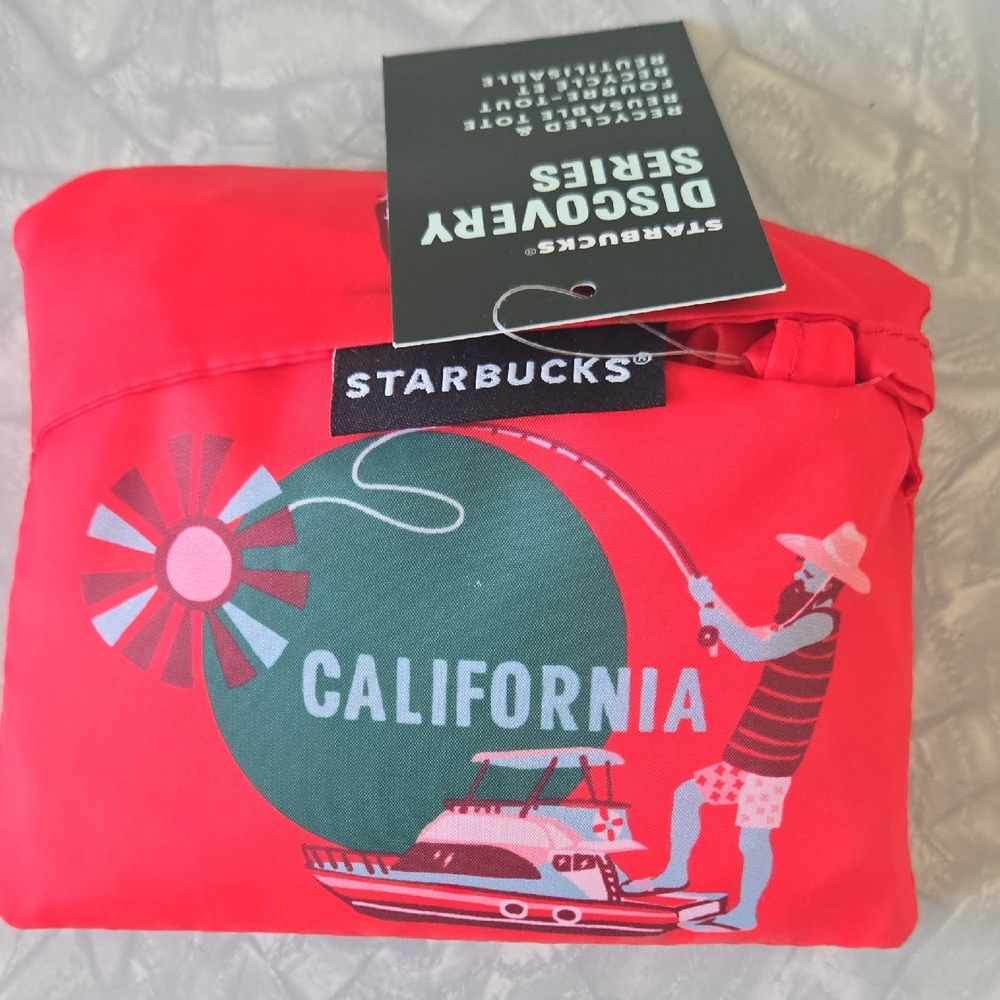 Starbucks Discovery‎ Series California Reusable Tote Bag Red Recycled 011152164